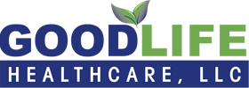 GoodLife Healthcare, LLC logo with green leaf icon above the word ‘Life’
